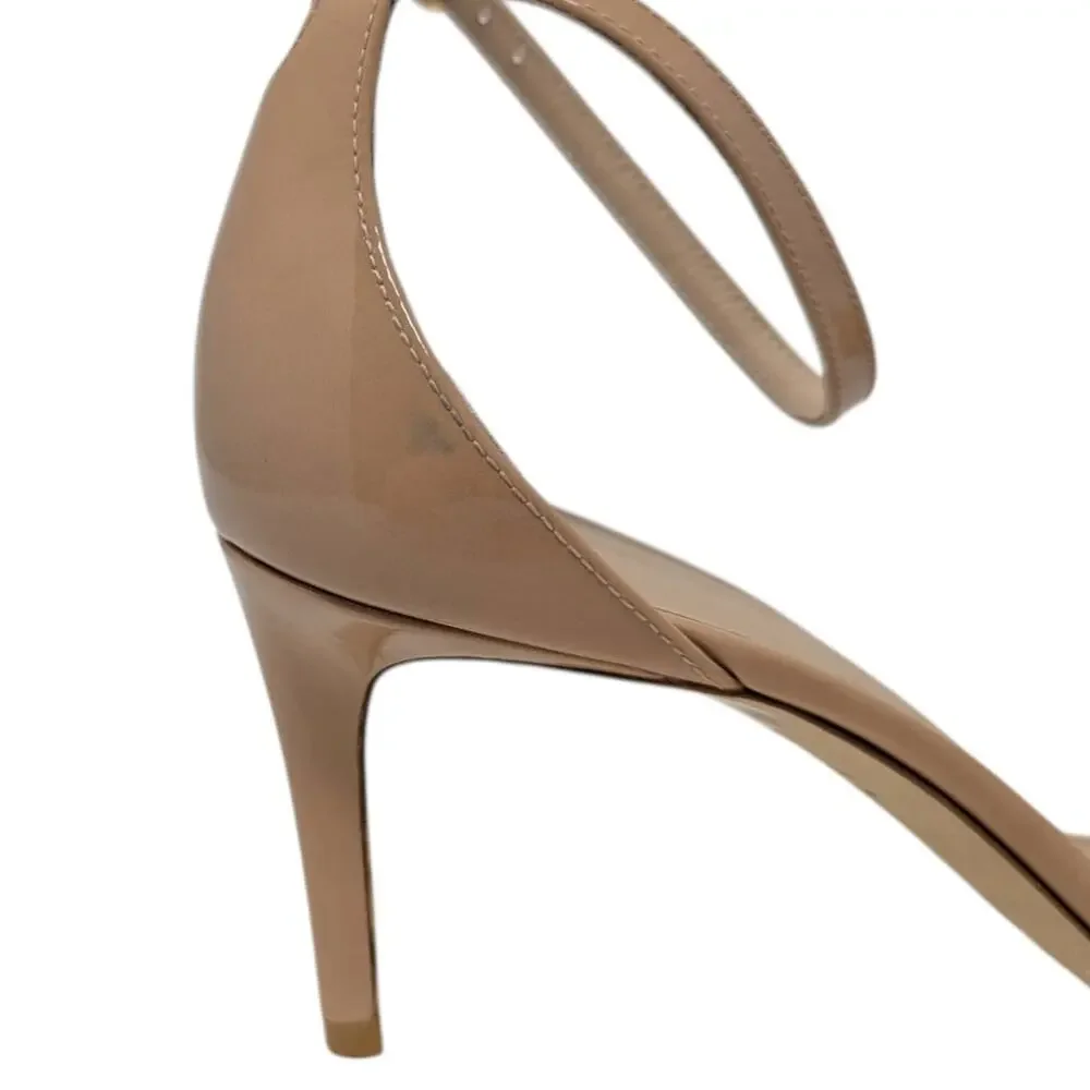 Stuart Weitzman Nudist II 75mm Patent Sandal Nude 9.5B Heels